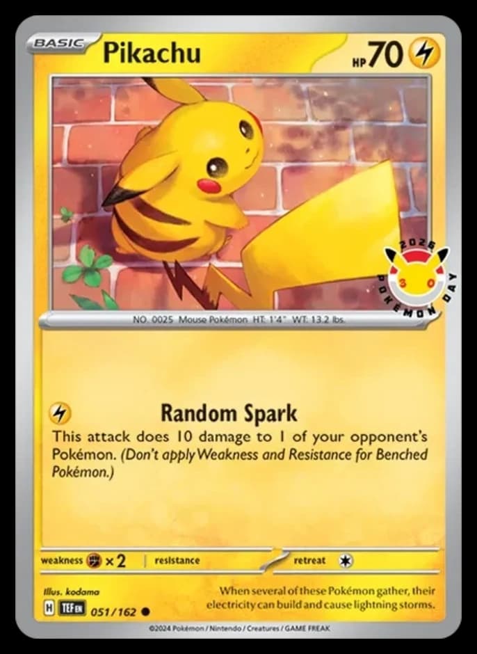 Pikachu TEF 051/162 카드 앞면 (영문판)