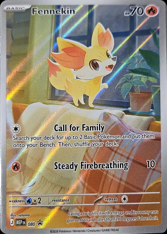 Pokémon TCG Fennekin MEP 080 Promo (EN) 카드 앞면