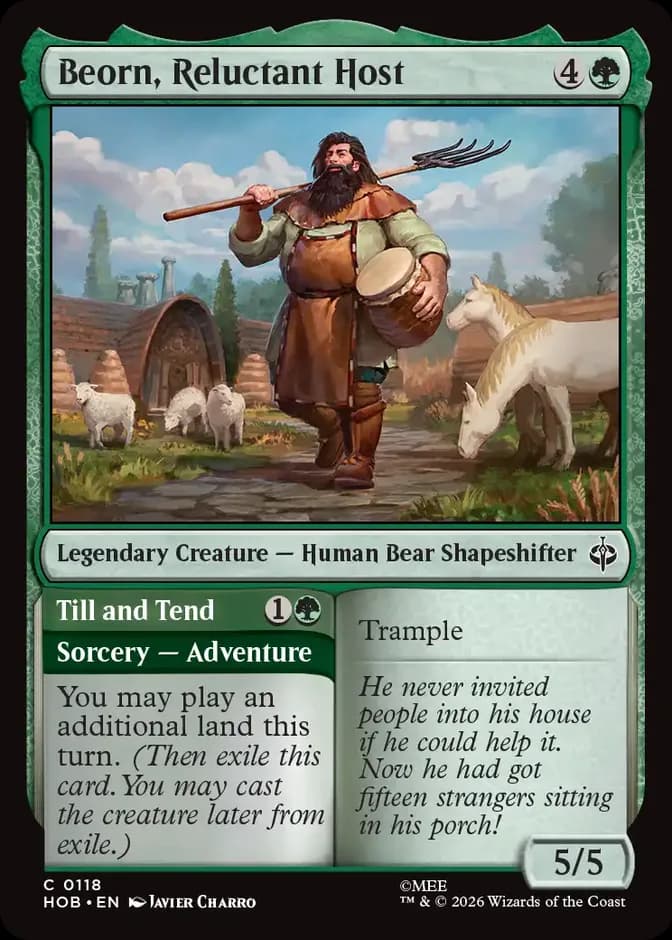 Magic: The Gathering Beorn, Reluctant Host // Till and Tend HOB 0118 C (EN) 카드 앞면 (웹 이미지)