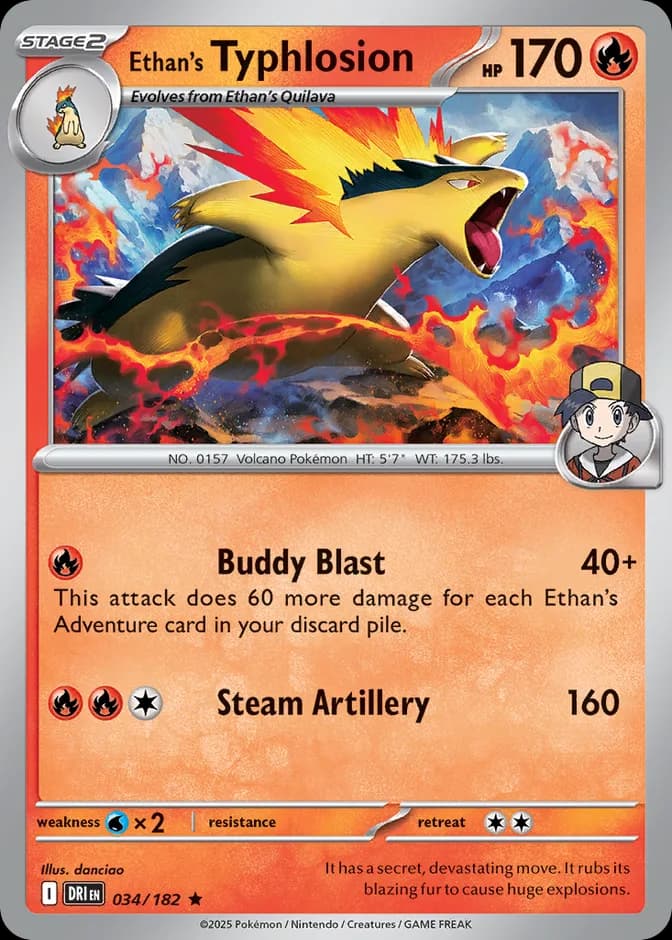 Pokémon TCG Ethan's Typhlosion DRI 034/182 Rare (EN) 카드 앞면 (웹 이미지)