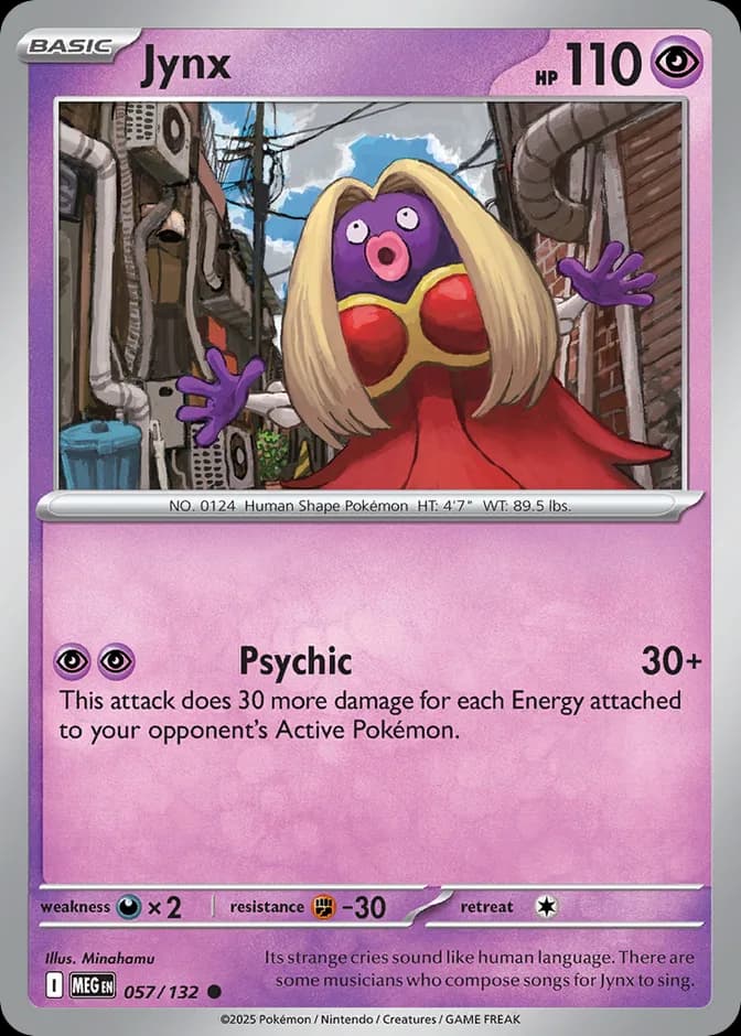 Pokémon TCG Jynx MEG 057/132 Common (EN) 카드 앞면 (웹 이미지)