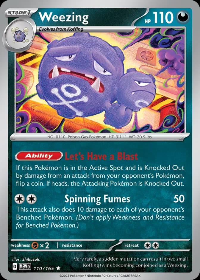 Pokémon TCG Weezing MEW 110/165 (EN) 카드 앞면 (웹 이미지)