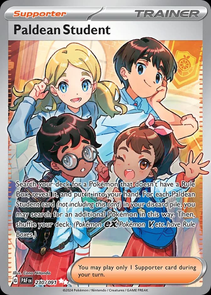 Pokémon TCG Paldean Student PAF 230/091 Ultra Rare (EN) 카드 앞면 (웹 이미지)