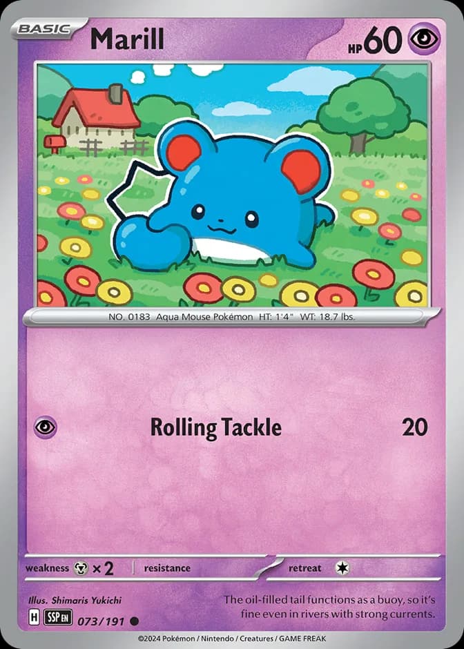 Pokémon TCG Marill SSP 073/191 Common (EN) 카드 앞면 (웹 이미지)